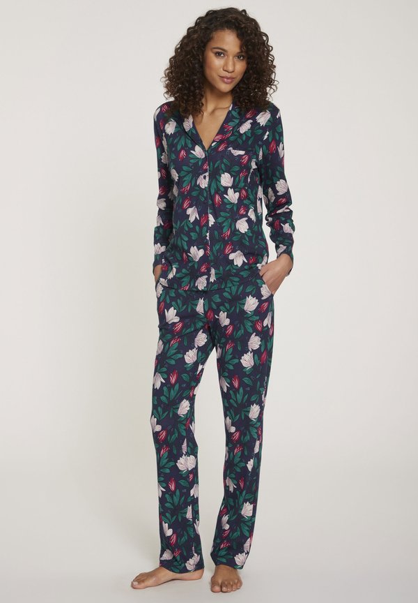 Pyjama - dunkelblau geblümt