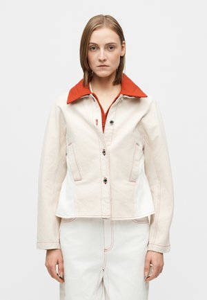 PEPLUM COLLAR JACKET - Farmerdzseki - natural/contrast red