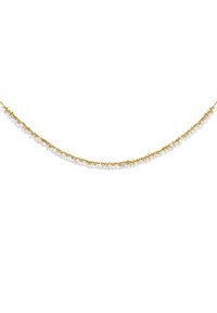 Collana in oro con accenti di cristallo trasparente, che si stagliano delicatamente lungo la lunghezza con un design testurizzato per un tocco di dettaglio in più.