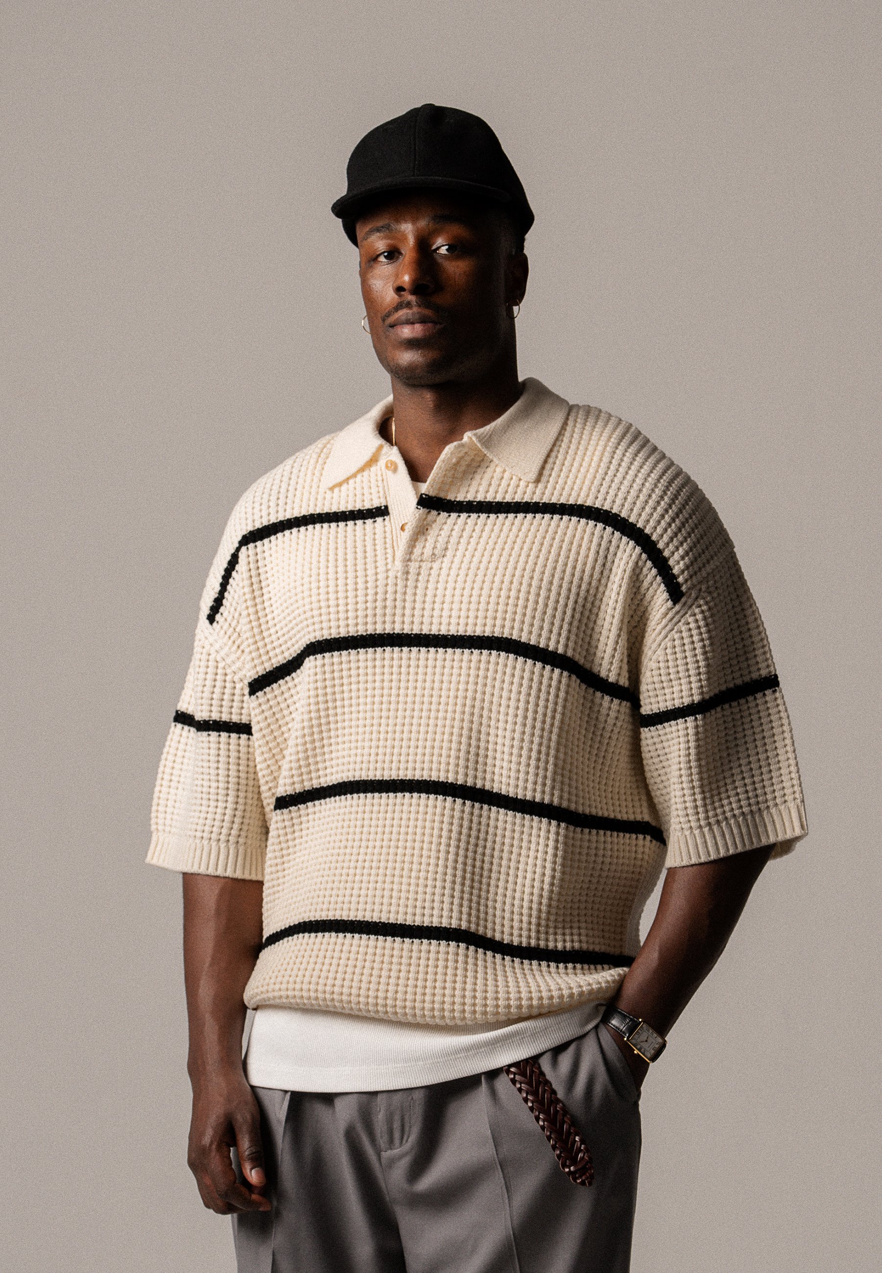 BUTTONED DOWN Pull en coton supima léger avec fermeture éclair courte pour homme