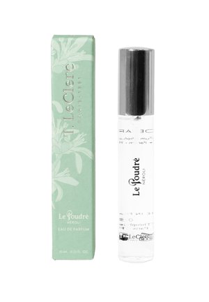 Le Clérec Le Poudré Neroli Eau de Parfum 10 ml Sprayflasche mit einer grünen Box mit Blumenmuster.