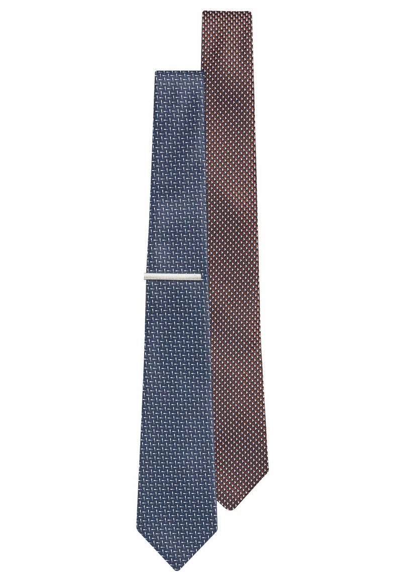 Next TEXTURED WITH 2 PACK REGULAR - Kravata - navy blue rust brown