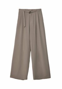 SMART WIDE-LEG WITH BUCKLE DETAIL - Broek - mottled light brown