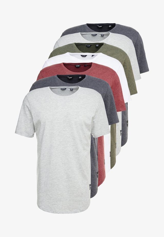 ONSMATT LIFE LONGY TEE 7 PACK - T-shirt basic - white/cabernet melange/forest night melange