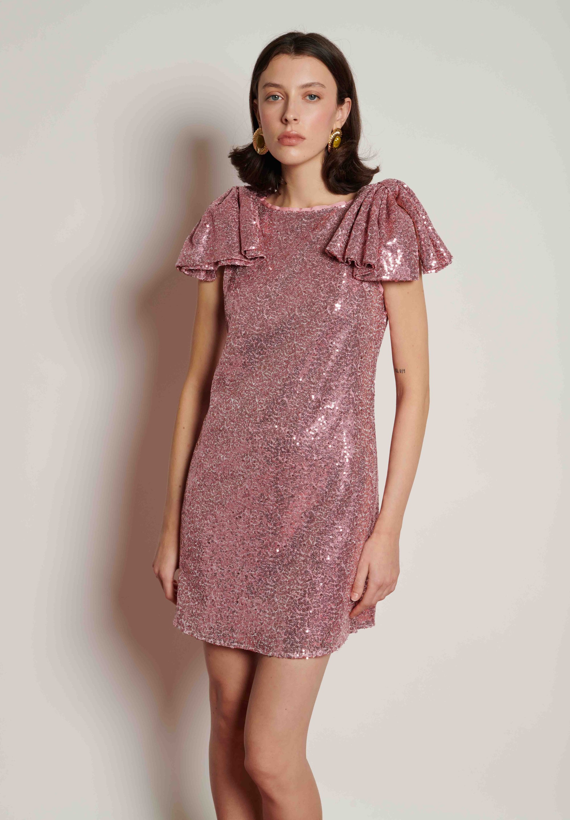 sister jane pink sequin dress RENT ME DREAM SISTER JANE Symphony Mini Dress (Pink) Move over tiny, guilt-inducing sequins this beauty is serving supersized, heavy-duty pink shimmer and we are obsessed. Long sleeves, boxy fit-and-flare