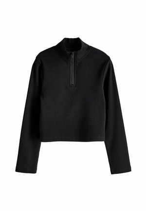 BOXY ZIP NECK - REGULAR FIT - Svetrík - black