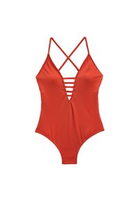 Koton CUT OUT DETAIL DEEP V NECK SPAGHETTI STRAPPY  - Badedragt - cinnamon