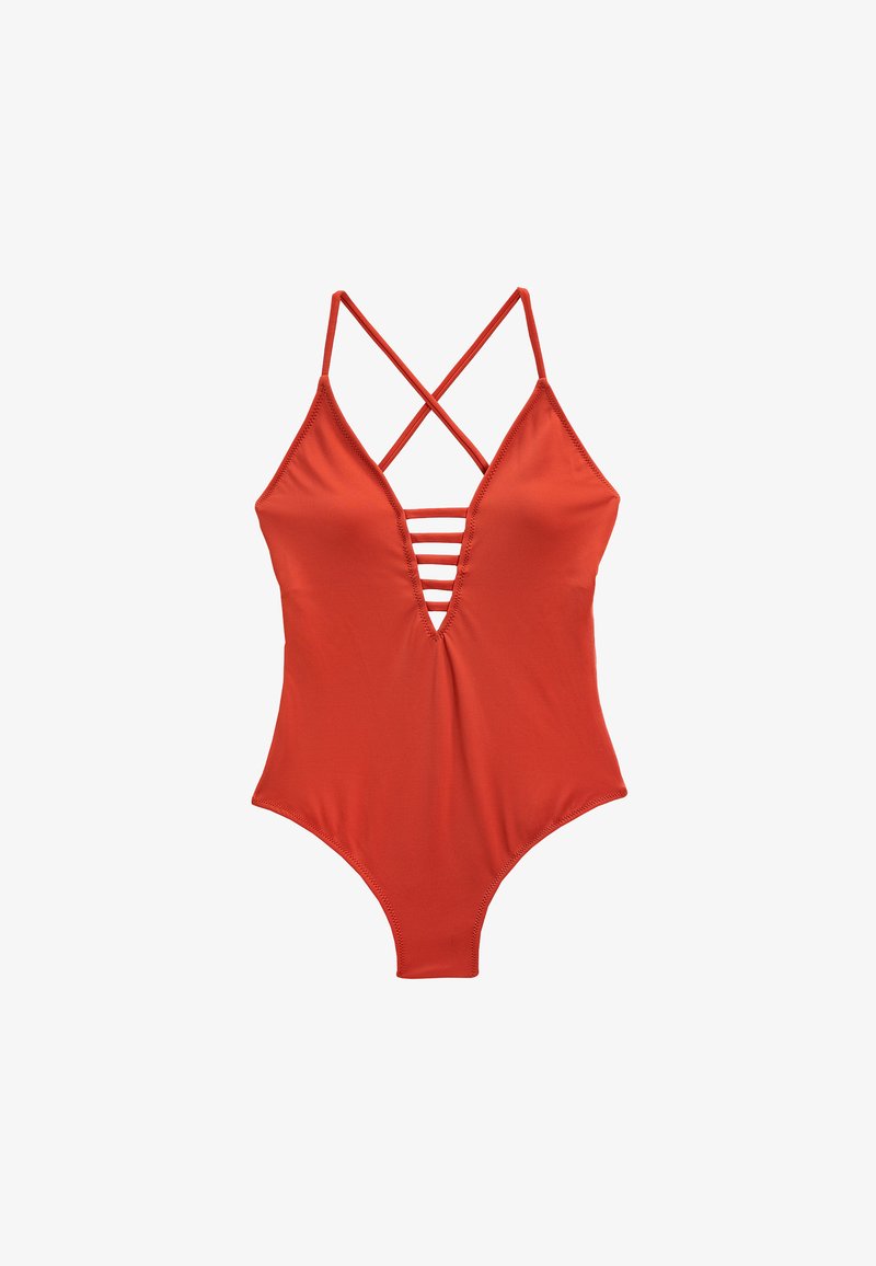 Koton CUT OUT DETAIL DEEP V NECK SPAGHETTI STRAPPY - Uimapuku - cinnamon