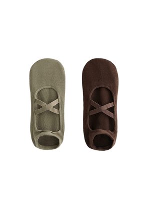 2 PAIRS OF YOGA AND PILATES WITH CROSSOVER STRAPS  - Sportzokni - green