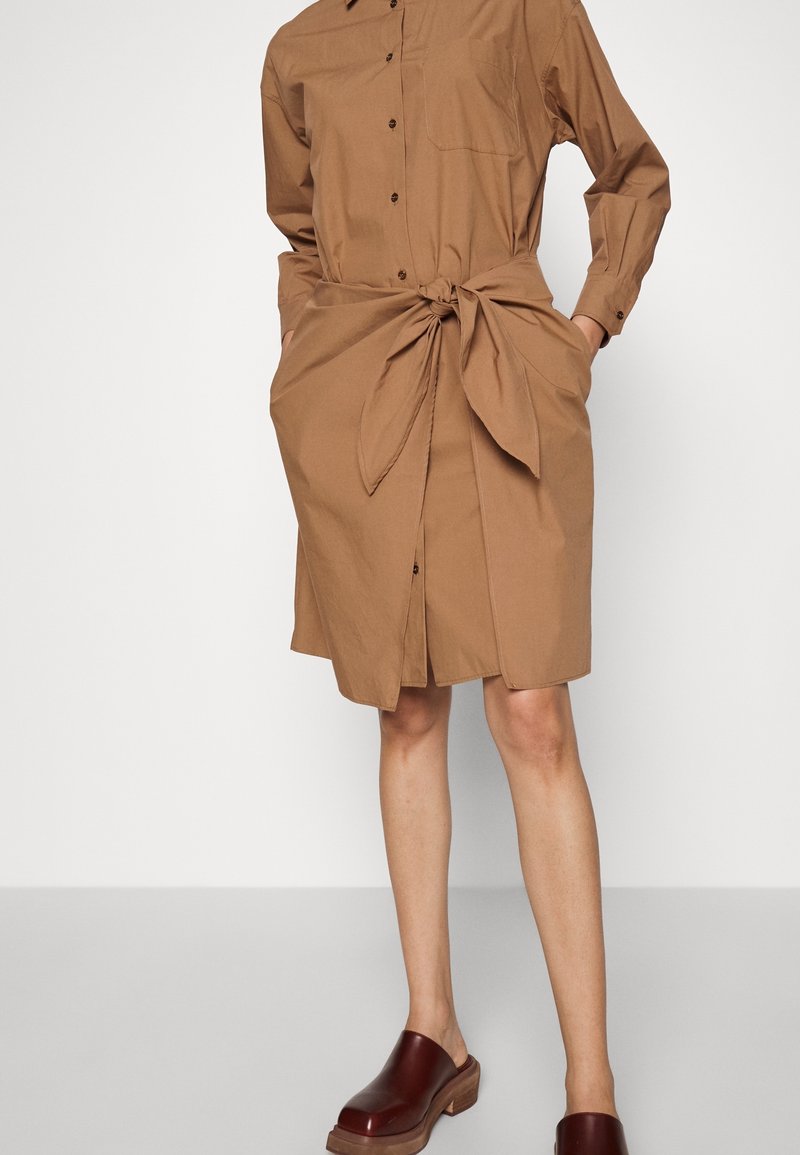 max mara dress brown Max Mara Linen Button Down Long Dress | Camel