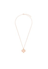 Naszyjnik w kolorze różowego złota z delikatnym zawieszką w kształcie drzewa życia, z misternie wykonanymi gałęziami i liśćmi. Cienki łańcuszek z zapięciem.