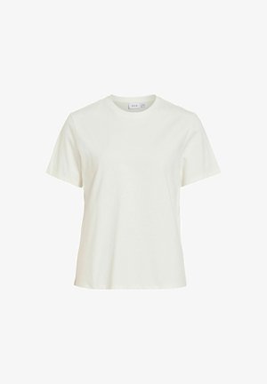 VILA, SHORT-SLEEVED T-SHIRT VILURA ROUND NECK - Trükipildiga T-särk - snow white