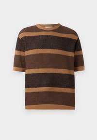 GINGER KNIT RELAXED STRIPE TEE - Trui - chipmunk/black
