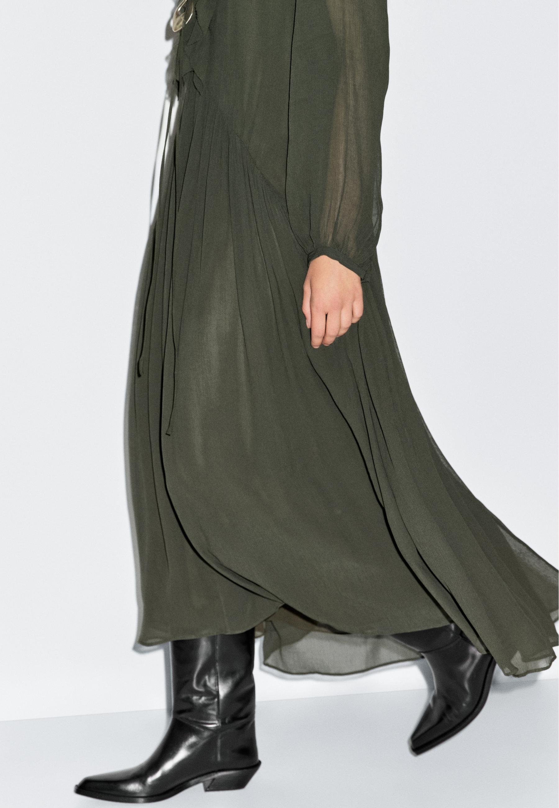 Massimo Dutti LONG FLOWING WITH RUFFLE DETAIL - Maxi dress