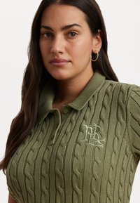 Lauren Ralph Lauren Woman NATRISSA CABLE KNIT COTTON POLO SWEATER - Svetr - sage green