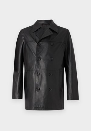 STUDIO ID PAUL DOUBLE BREASTED JACKET DISTRESSED - Short coat - nappa black