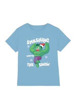 MARVEL HULK SMASHING THROUGH THE SNOW - Print T-shirt - light blue