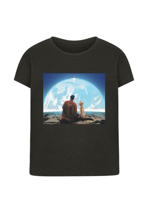 SUPERMAN LOOKING ON EARTH BOX - Print T-shirt - black