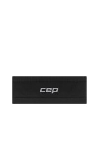 Black headband with CEP logo in gray. Textured material, rectangular shape, features subtle patterns along the sides for grip and style.