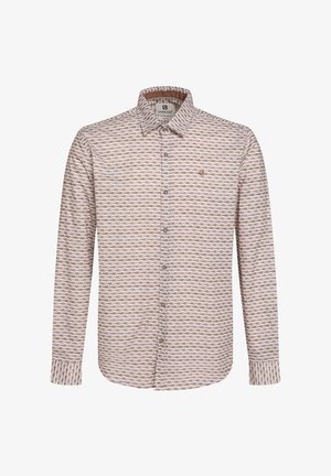 Pika varrukatega särk helesinise ja valge mustriga, millel on nööpidega kinnitamine, krae ning rinna peal broderitud logo.