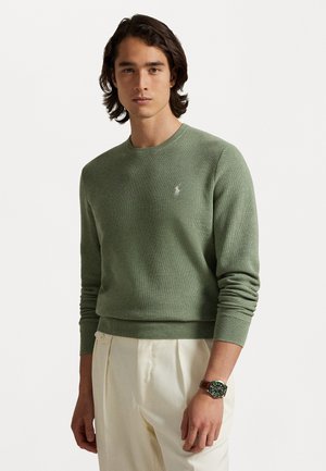 KNIT COTTON CREWNECK SWEATER - Strikkegenser - fern green heather