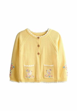 REGULAR FIT - DUCK EMBROIDERED SCALLOPED - Cardigan - light yellow