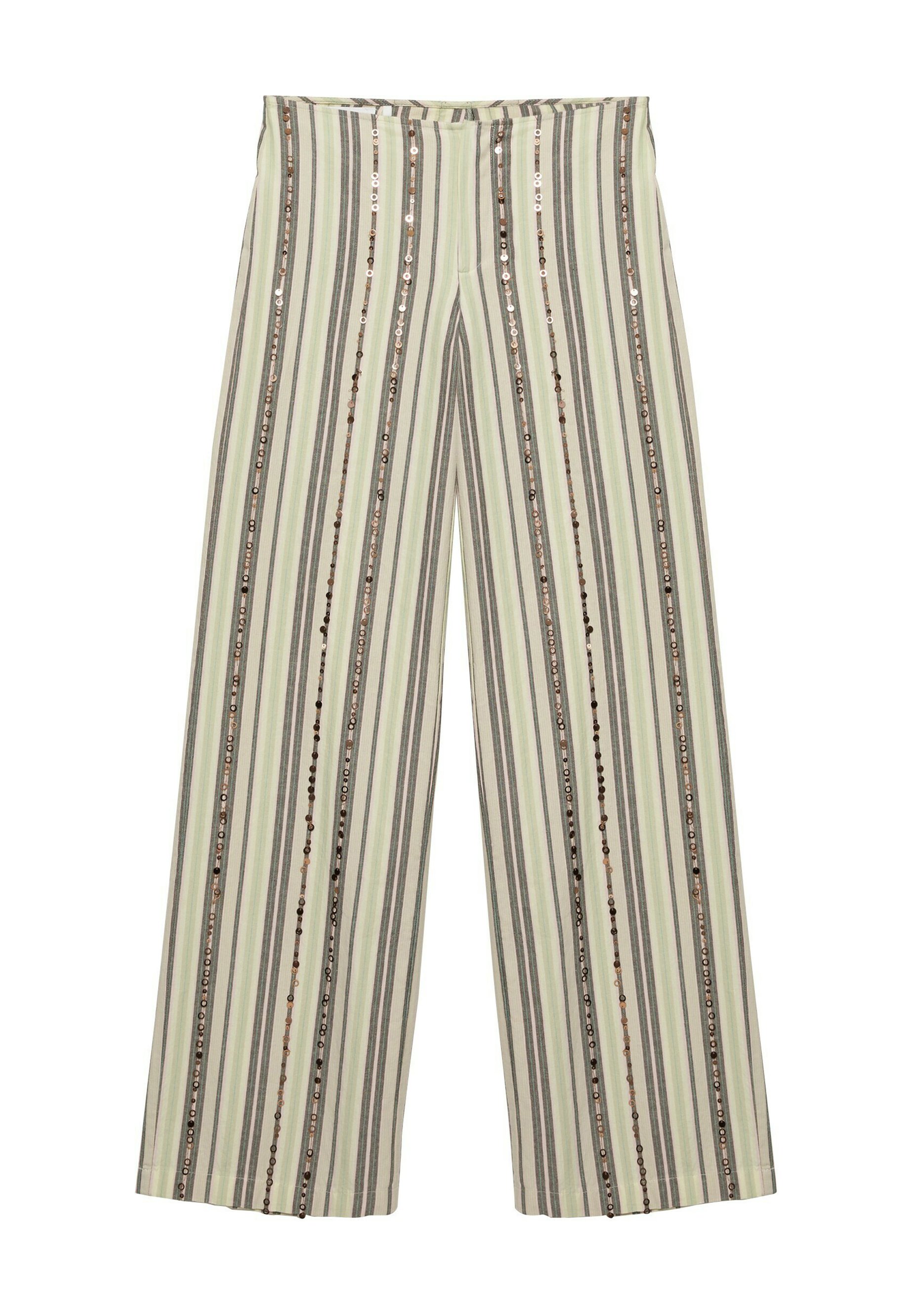 Striped sequin trousers