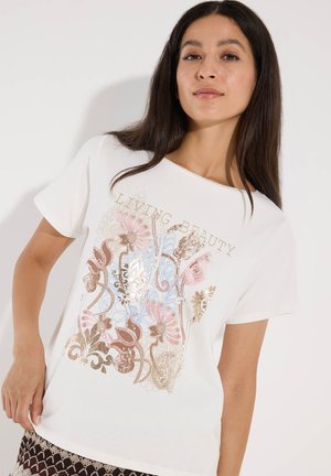 More & More MORE & MORE LOCKERES KURZARMSHIRT, KUNSTVOLLER PRINT - T-Shirt print - off white