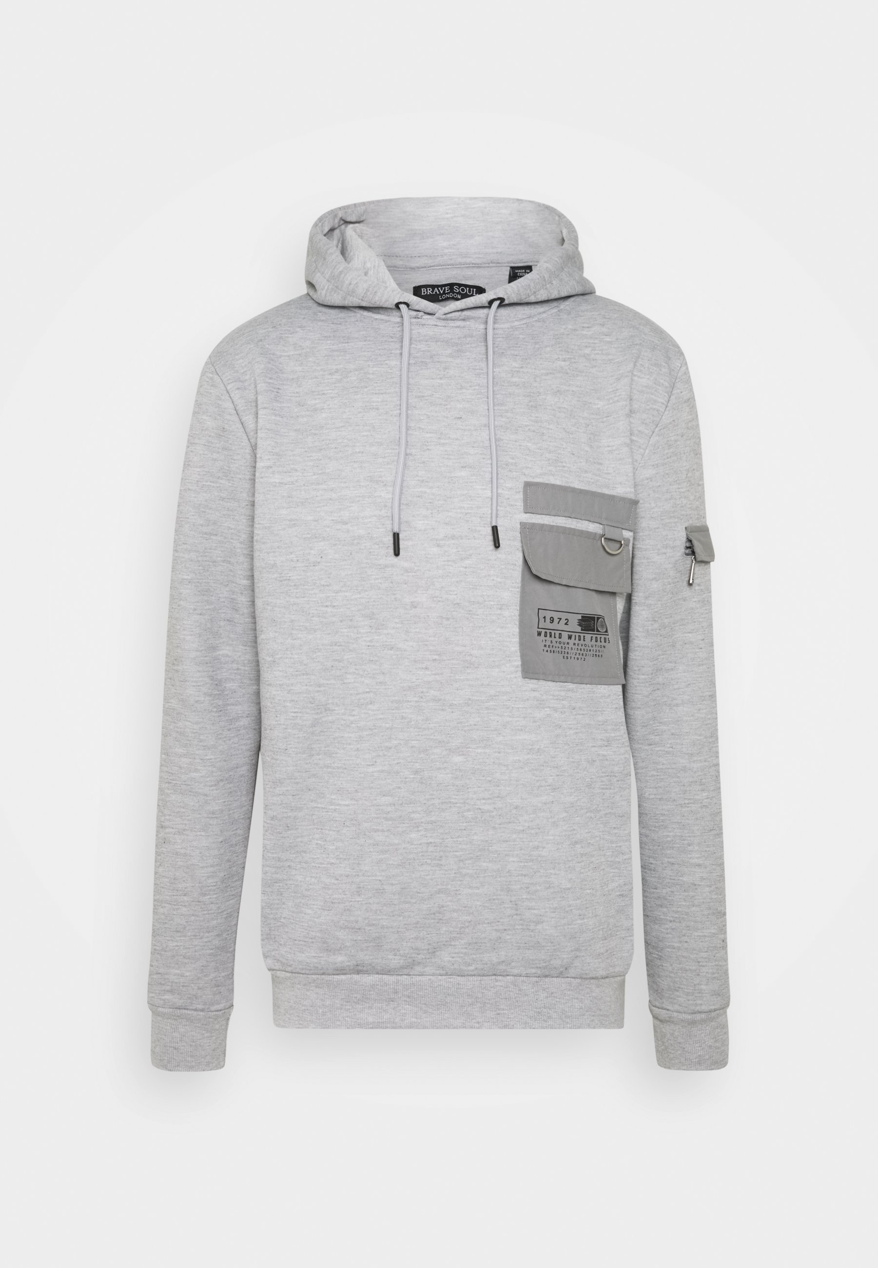 Brave Soul CHELSEA Sweatshirt jet blackwhite Brave Soul Herren Sweat Hoodie mit Brusttasche Kapuze