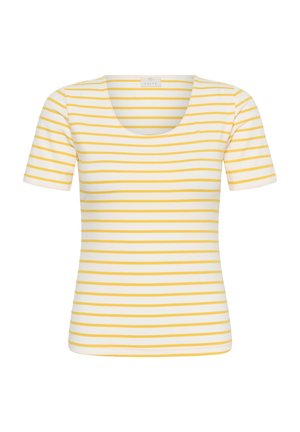 Kaffe, KAELLOS - T-shirt imprimé - chalk yellow stripe cc
