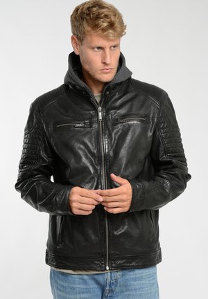 JCC MIT KAPUZE - Lederjacke - black/schwarz