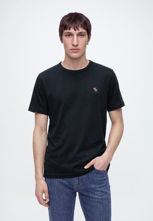 Abercrombie & Fitch, EVERYDAY ESSENTIAL ICON TEE - Обикновена тениска - black