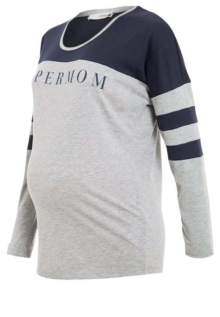 Supermom Longsleeve lichtgrijs/donkerblauw