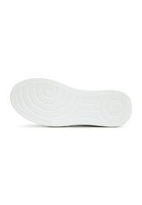 Semelle de sneaker en caoutchouc blanc avec un motif circulaire texturé. Fini lisse et bords arrondis. Aucun logo ou détail visible.