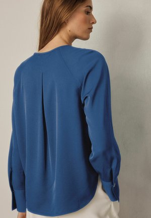 Next, REGULAR FIT - LONG SLEEVE V-NECK OVERHEAD BLOUSE . - Bluză - blue