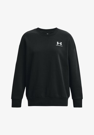 Sudadera negra de mezcla de algodón. Cuenta con cuello redondo, mangas largas, puños y dobladillo acanalados, con un logo blanco de Under Armour en el pecho.