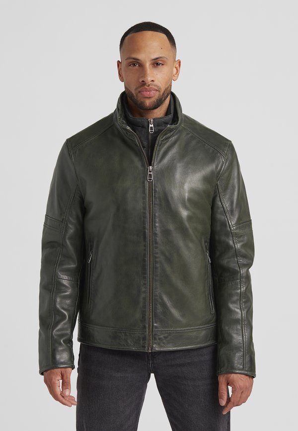 MSBENDER - Lederjacke - dunkelgrün