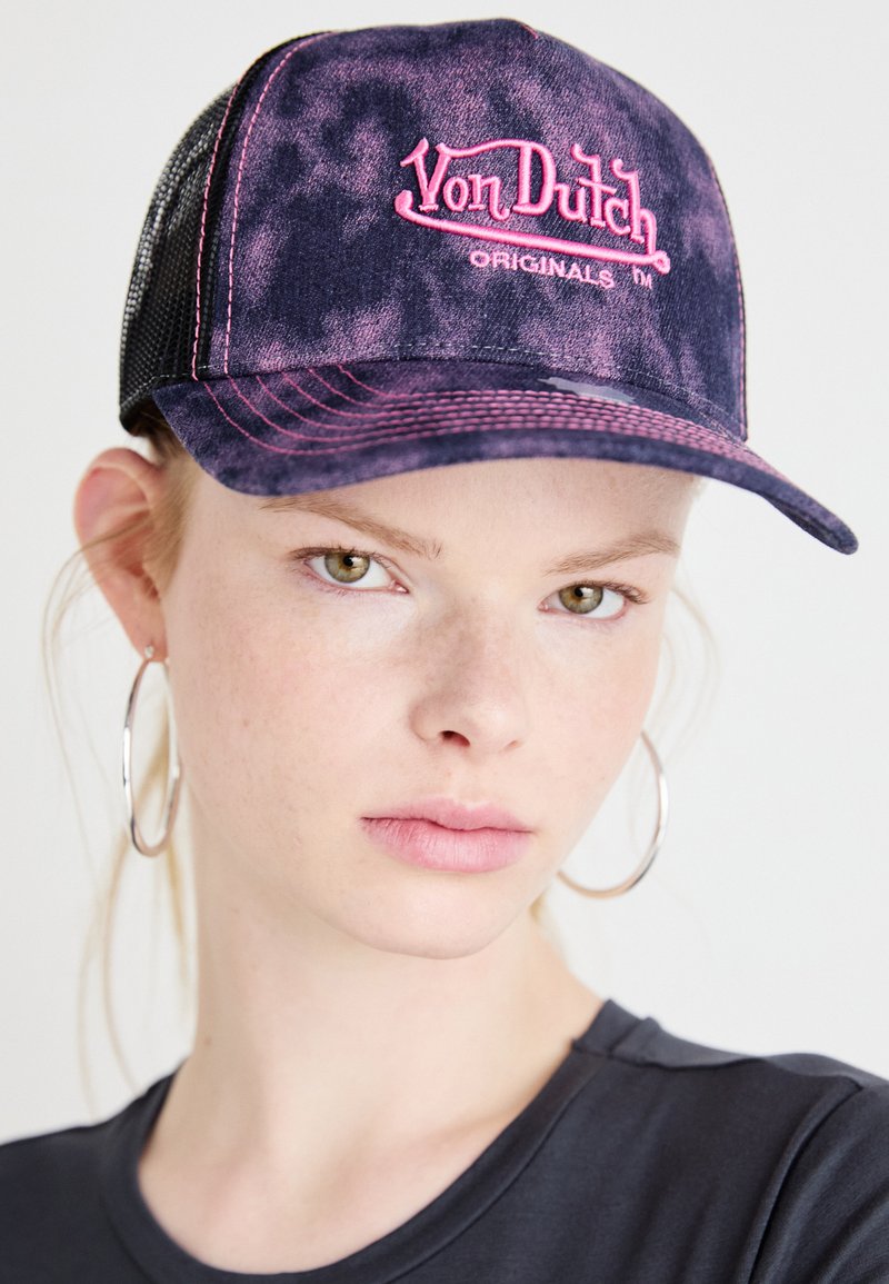 Casquette Baseball Von Dutch Casquette Trucker DOM - Noir/Rose Fluo - Ajustable Homme Femme Casquette Unisexe Style Rétro