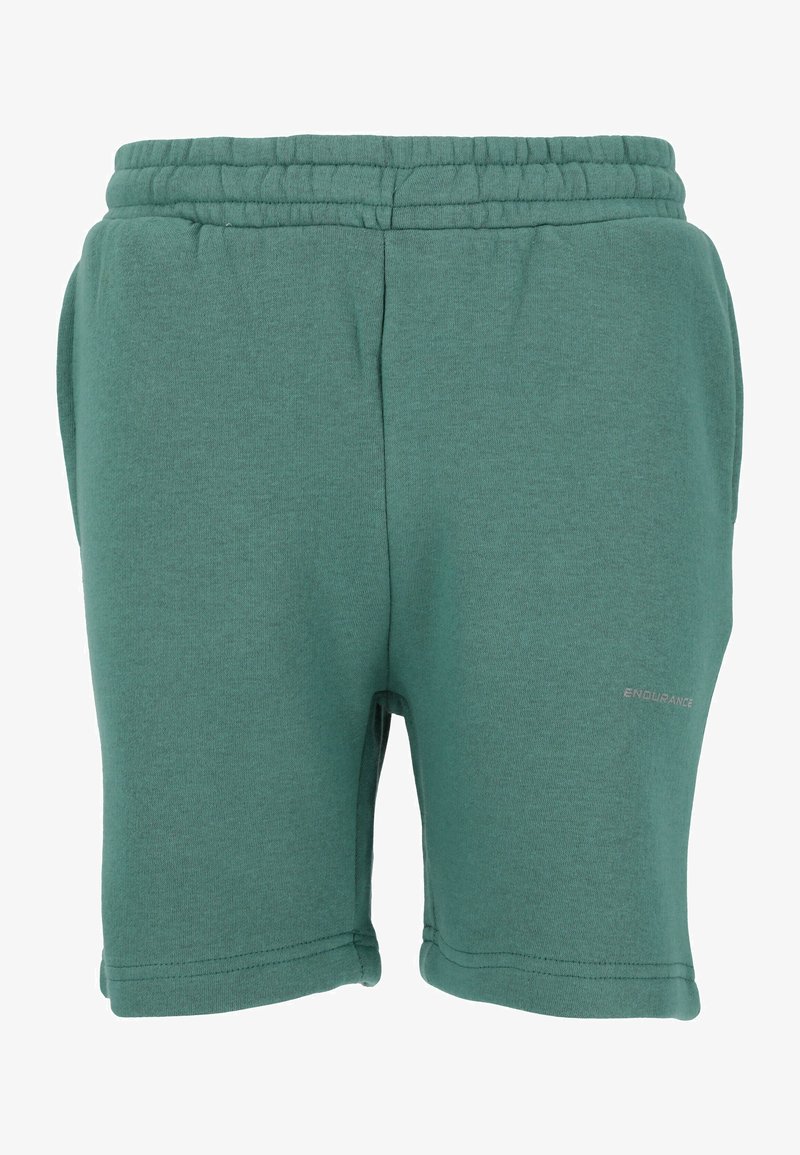 Grønne shorts i bomuldsblanding med elastisk talje, sidelommer og en syet kant. Har et lille "ENDURANCE" logo foran.