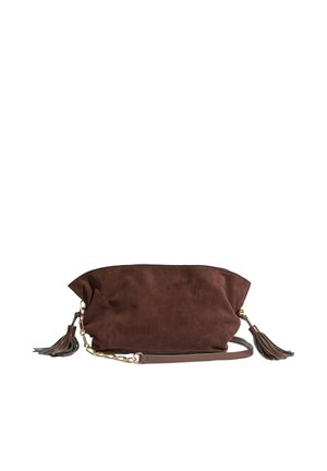 Friends Like These, MEDIUM TASSEL SCRUNCH CLUTCH BAG  . - Listová kabelka - chocolate brown faux suede