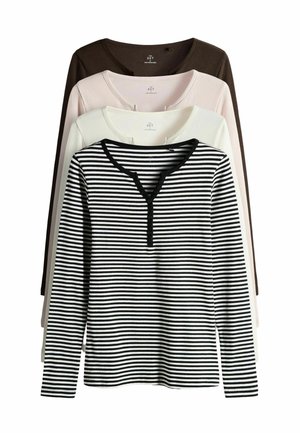 REGULAR FIT - 4 PACK HENLEY LONG SLEEVE  - Pikkade varrukatega topp - berry stripe pink white