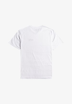 T-shirt en coton blanc uni à manches courtes, vu de dos, avec un col rond et sans logos ni motifs visibles.