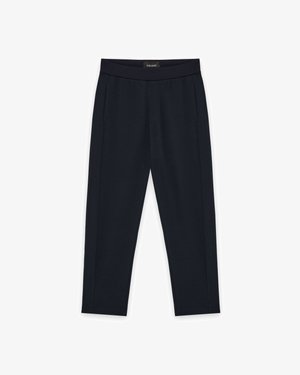 Černé zúžené kalhoty s vysokým elastickým pasem a bočními kapsami, navržené pro úzký střih.