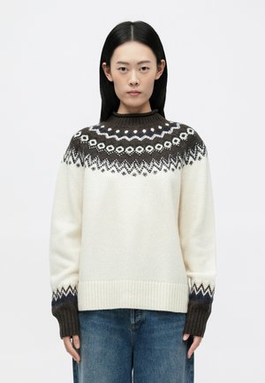 Svetrík - ecru/camel