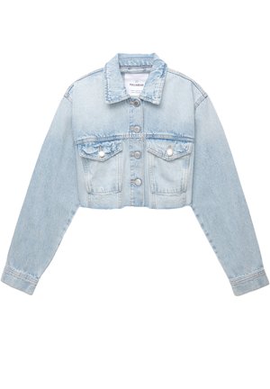 PULL&BEAR CROP jasnoniebieski denim