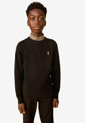 MOCK GINGHAM AND CREW NECK - REGULAR FIT - Strickpullover - black