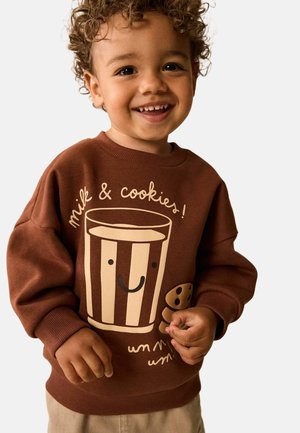 Next, REGULAR FIT - PRINTED CREW NECK SWEAT TOP UNISEX - Sweatshirt - mocha brown