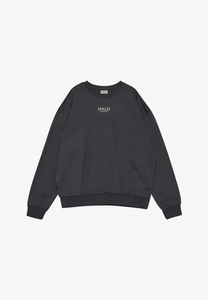 Mörkgrå sweatshirt med rund halsringning och långa ärmar. Har en guld "HALO"-logotyp på bröstet samt ribbade mudd och nederkant. Mjuk tyg.