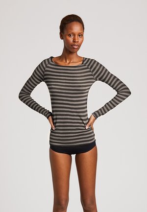 AMALIE - Long sleeved top - grey and black stripe