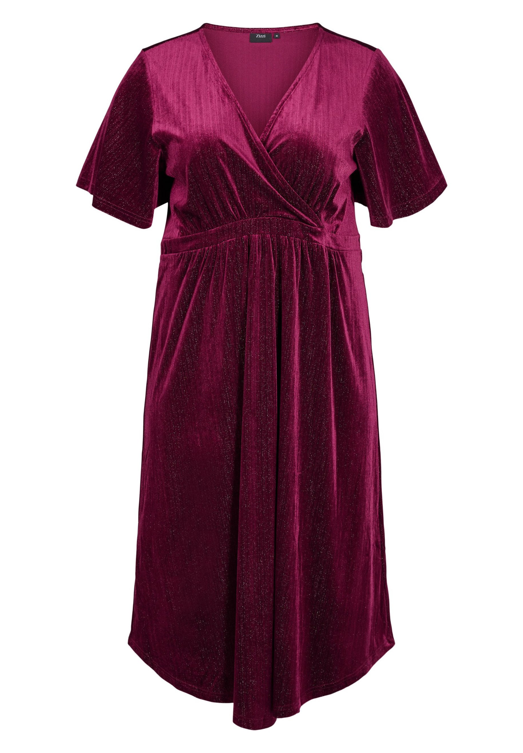 Zizzi WITH V NECKLINE AND GLITTER - Jurk - winetasting/rood - Zalando.nl